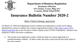 Rhode Island Insurance Bulletin 2020-2
